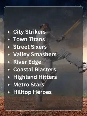 Cricket Team Names for Local Tournament